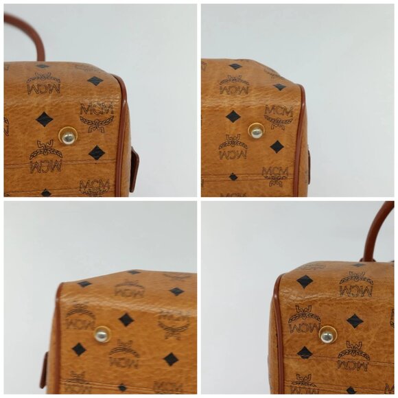 MCM Logogram Vicetos Hand Bag PVC Leather Brown Gold Auth - Picture 16 of 16
